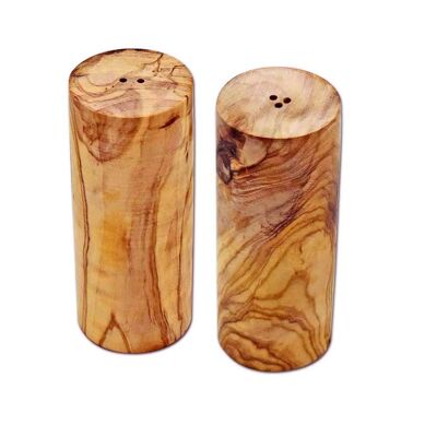 Set of 2 salt and pepper shakers TURM made of olive wood