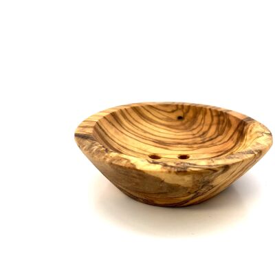 Jabonera redonda Ø 8 cm de madera de olivo