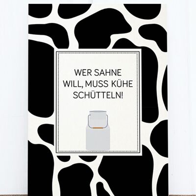 Holzschliff-Postkarte: Kühe schütteln, HF