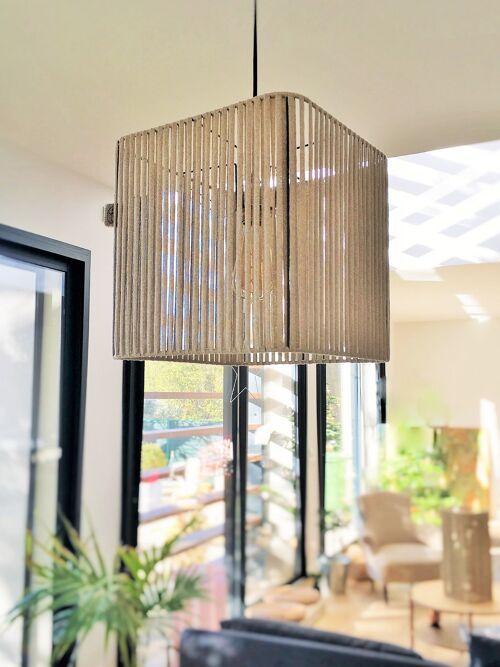Small square pendant lamp // Golden brown lace - STRAIGHT Collection