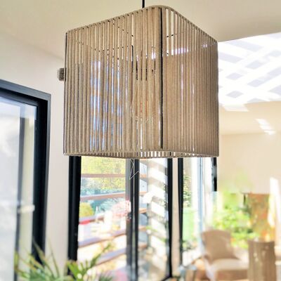 Small square pendant lamp // Golden brown lace - STRAIGHT Collection