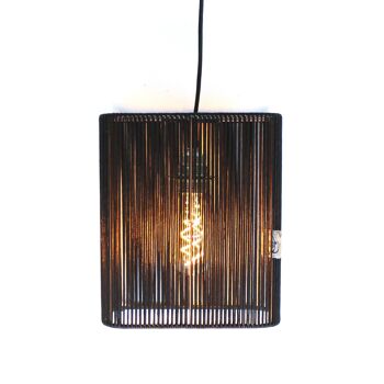 Rectangle pendant lamp // black waxed cotton lace - STRAIGHT Collection 2