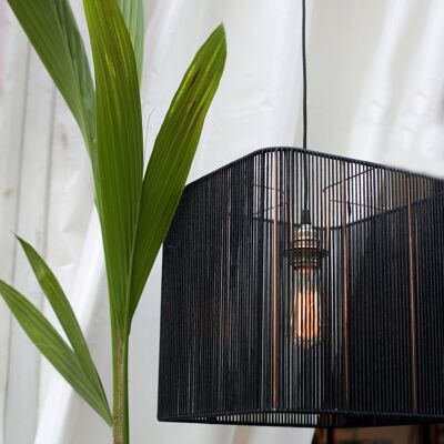 Large square pendant lamp // black lace - STRAIGHT Collection