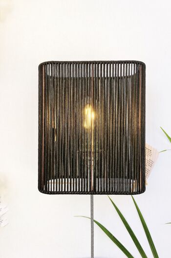 Rectangle wall lamp or lamp // Black lace - STRAIGHT Collection 1