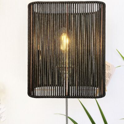 Rectangle wall lamp or lamp // Black lace - STRAIGHT Collection