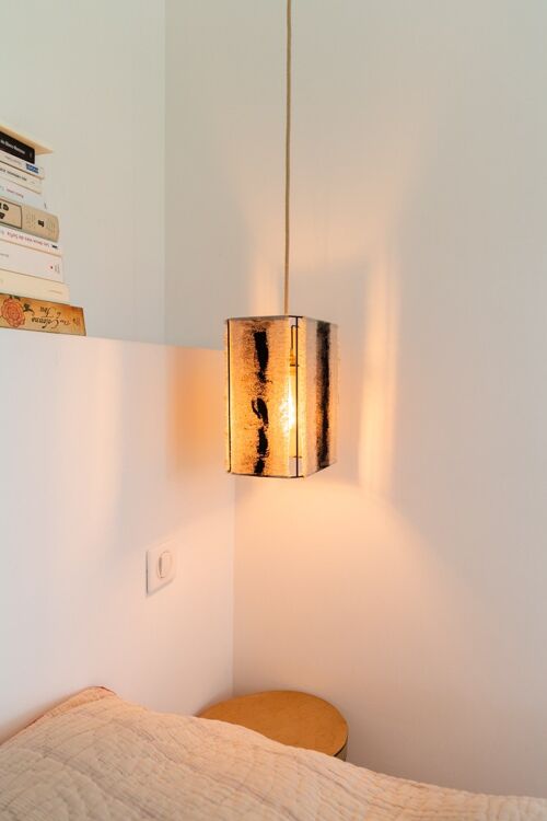 Rectangle pendant lamp // Raw painted linen - ABSTRAIT Collection
