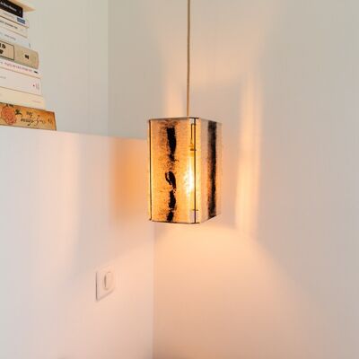 Lámpara colgante rectangular // Lino crudo pintado - Colección ABSTRACT