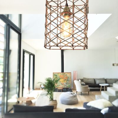 Rectangle pendant lamp // Linen cord lace - RESILLE Collection
