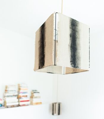 Small square pendant lamp // Raw painted linen - ABSTRAIT Collection 2