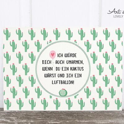 Holzschliff-Postkarte: Kaktus