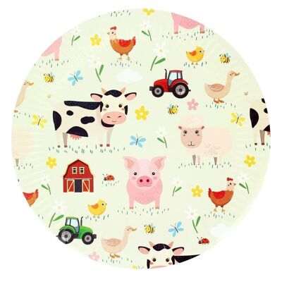 6 platos de animales de granja - reciclables