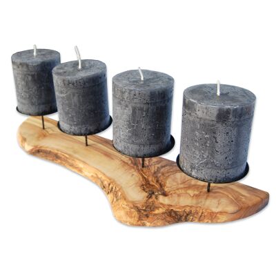 4 candelabros ADVENT rústico fabricado en madera de olivo
