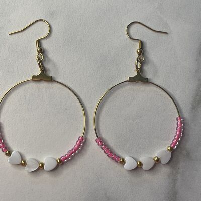 Oorbellen Schelphartjes Roze