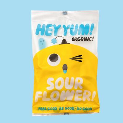 HEY YUM! Sour Flower - Organic Sour Fruit Gummies, 100 g