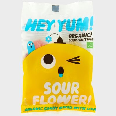 HEY YUM! Sour Flower - Organic Sour Fruit Gummies, 50 g