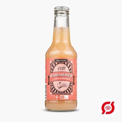 Organic soda with pear & rhubarb.