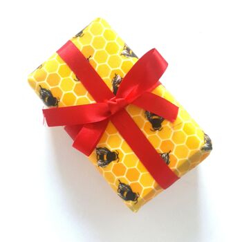 Ensemble de 3 enveloppes de cire d'abeille (L, M, S) | Fabriqué à la main au Royaume-Uni | Emballage Alimentaire | Abeilles & Cerises 4