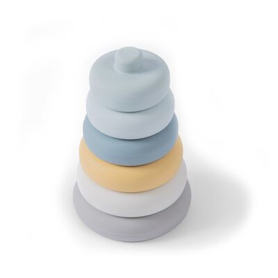 Silicone stacking tower - blue circles