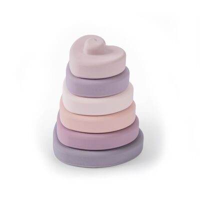 Silicone stacking tower - pink hearts