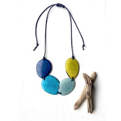 Blue/Green Mix 4 Bead Tagua Necklace