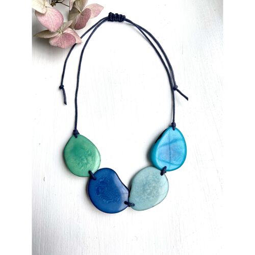 Blissful Blue Tagua Bead Necklace