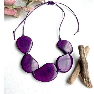 Purple 5 Bead Tagua Necklace