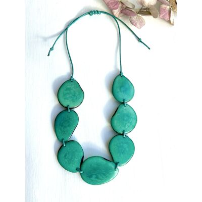 Teal Tagua 7 Bead Necklace