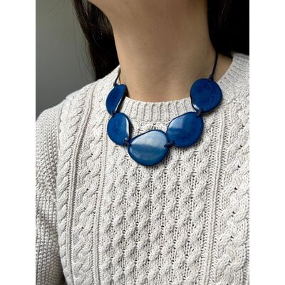 Navy Tagua 7 Bead Necklace