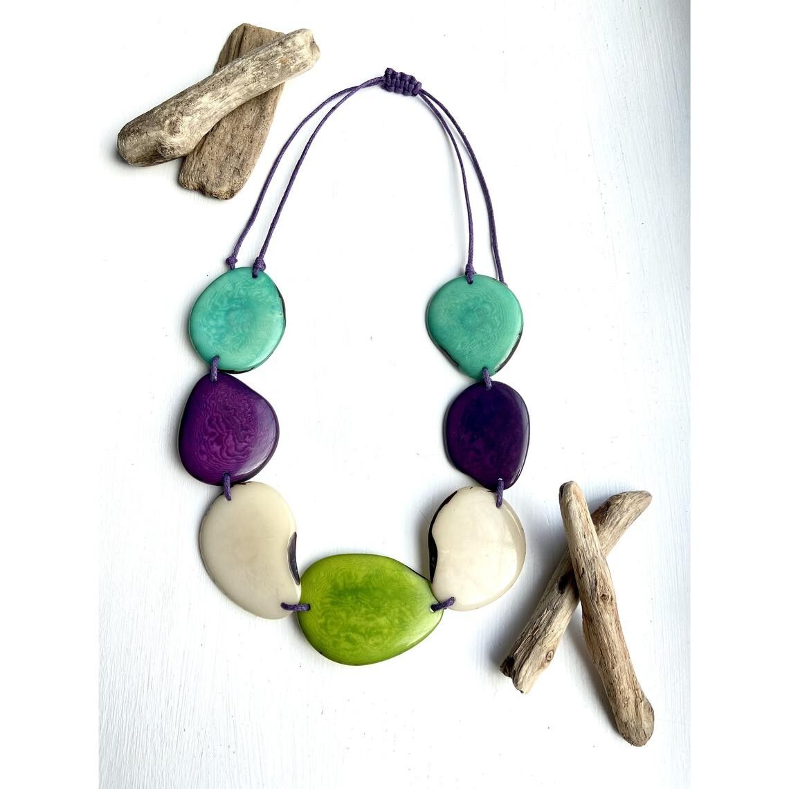 Lange Lime Center Tagua Perlenkette
