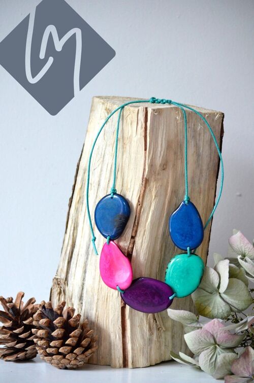 Bright Bold Navy Tagua Bead Necklace – TEAL Thread