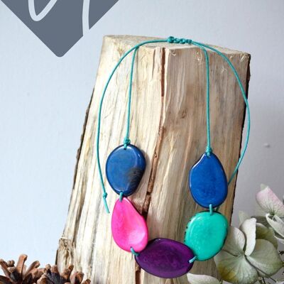 Bright Bold Navy Tagua Bead Necklace – TEAL Thread