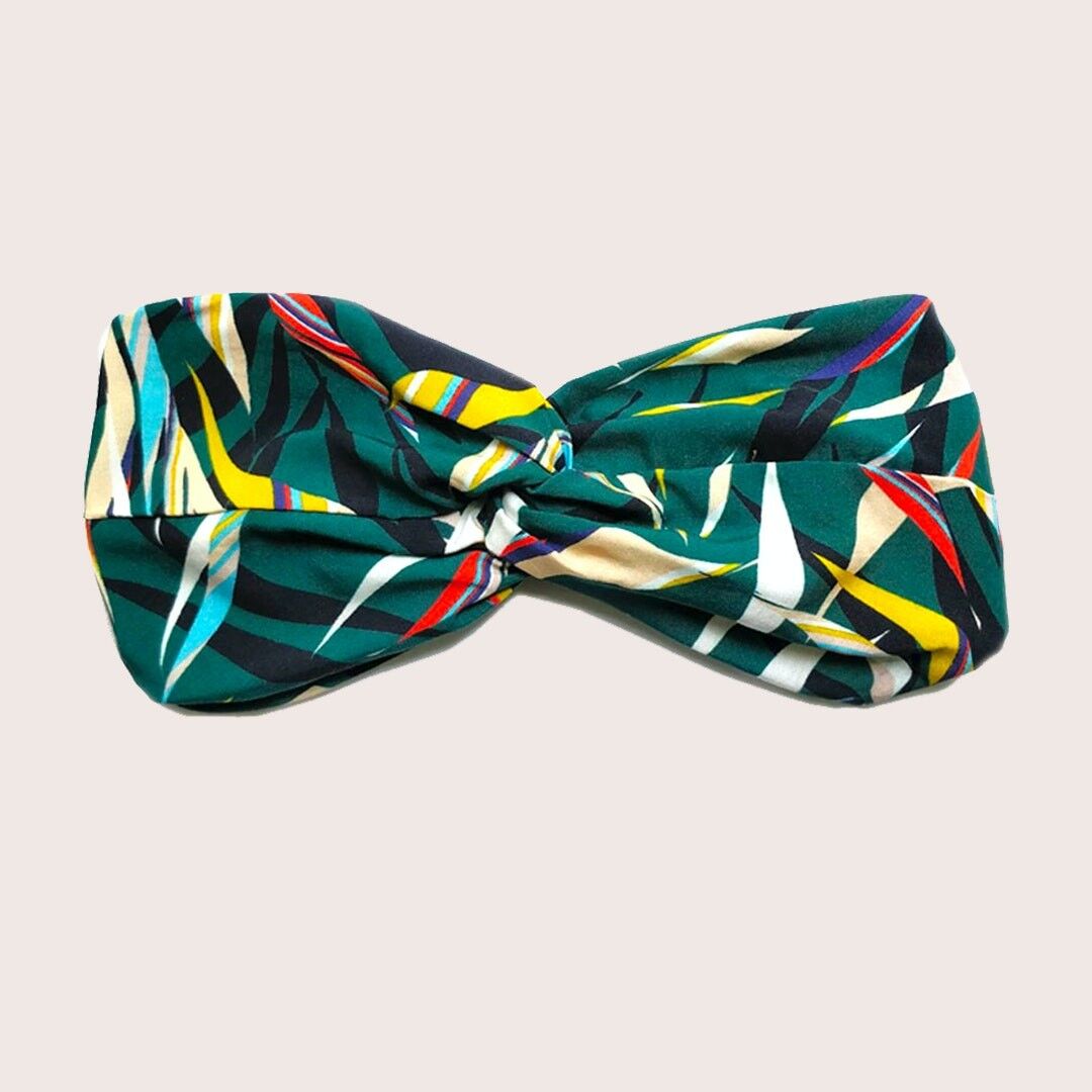 Cerchietto VERA / stampa fiori in viscosa verde