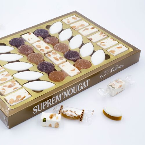 Coffret de Noël - 16 nougats tendres, 10 calissons & 10 pates de fruits - 390g