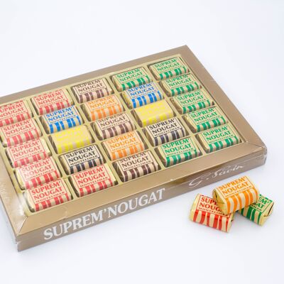 Schachtel mit verschiedenen Nougats, bestehend aus Hart-, Weich- und Schokoladenougats – 250 g