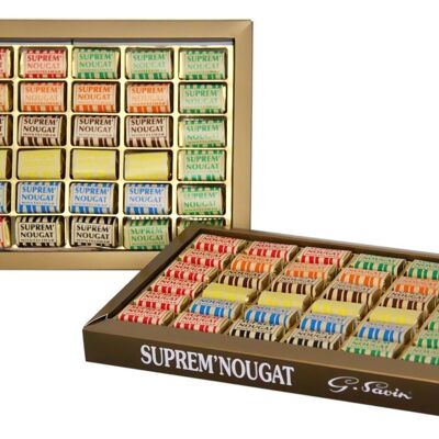 Schachtel mit verschiedenen Nougats, bestehend aus Hart-, Weich- und Schokoladenougats – 360 g