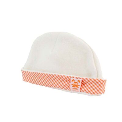 Gorro Recién Nacido Algodón Orgánico Blanco y Cuadros Vichy