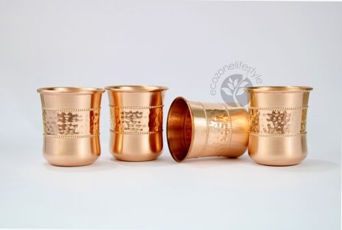 Curved Sequence Copper Water Glass Set (4 Glasses)