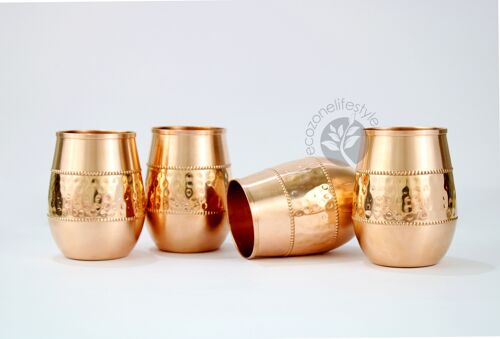 Mid - Sequence Oval Copper Water Glass Set (4 Glasses)