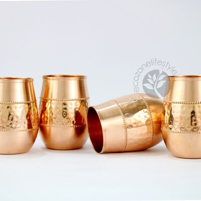 Mid - Sequence Oval Copper Water Glass Set (4 Glasses)