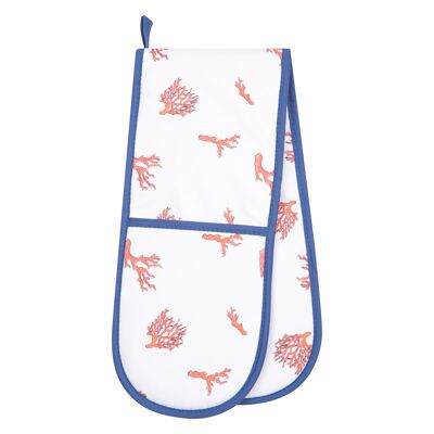 Coral print double oven glove