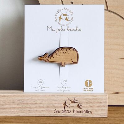 Wooden brooch - The whale