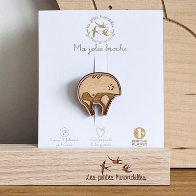 Broche en bois - Casque