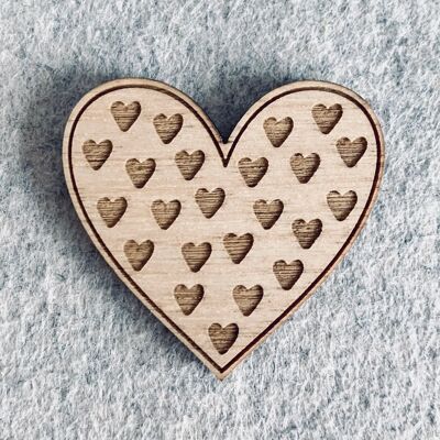 Wooden brooch - Heart
