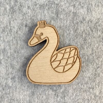 Wooden brooch - Swan
