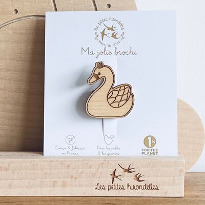 Broche en bois - Cygne