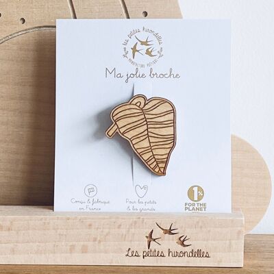 Broche en bois - Feuille