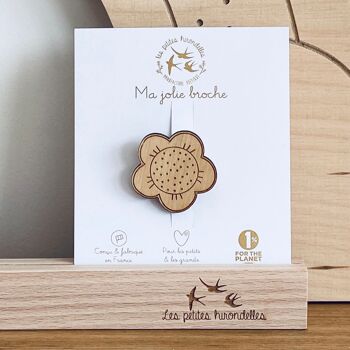 Broche en bois - Fleur 1