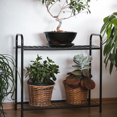Metal plant rack 2 layers from Naturn Living | Garden Etagere | Metal Outdoor Storage Rack | Plant rack metal 2 layers | Flower rack | Plant stand | Etagere Plants | Plant rack outside | Plant Staircase | Matt black