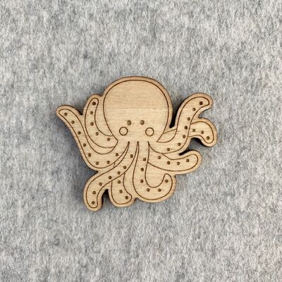 Wooden brooch - Octopus