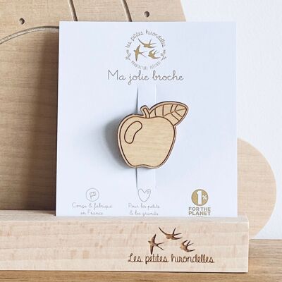 Broche en bois - Pomme